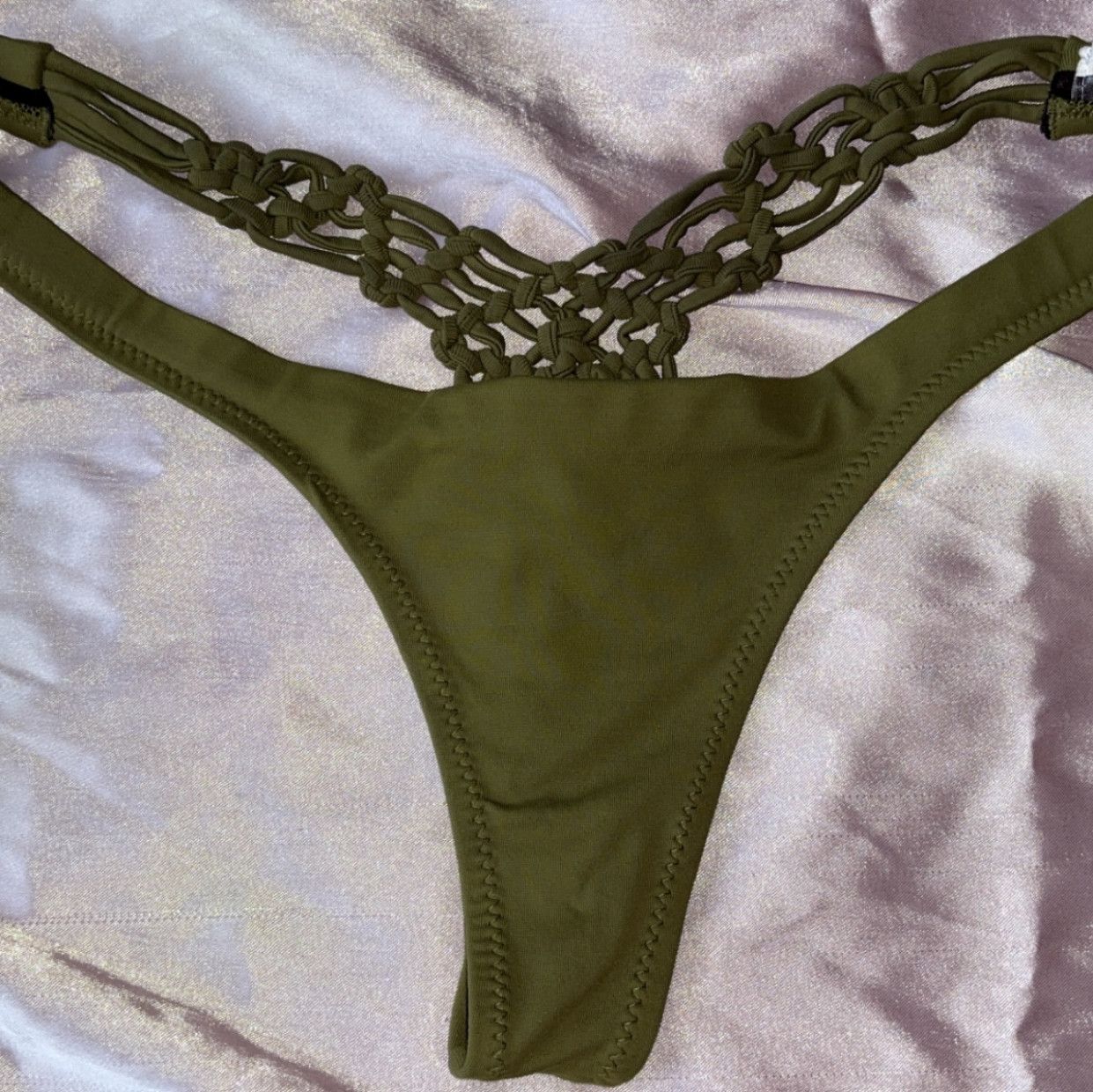 Olive Green Thongs Used Panties