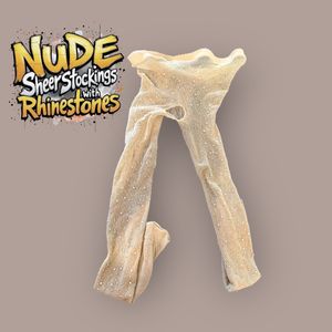 Nude Sheer Stockings with Rhinestones