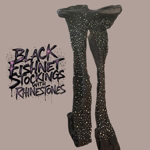 Black Fishnet Stockings with Rhinestones