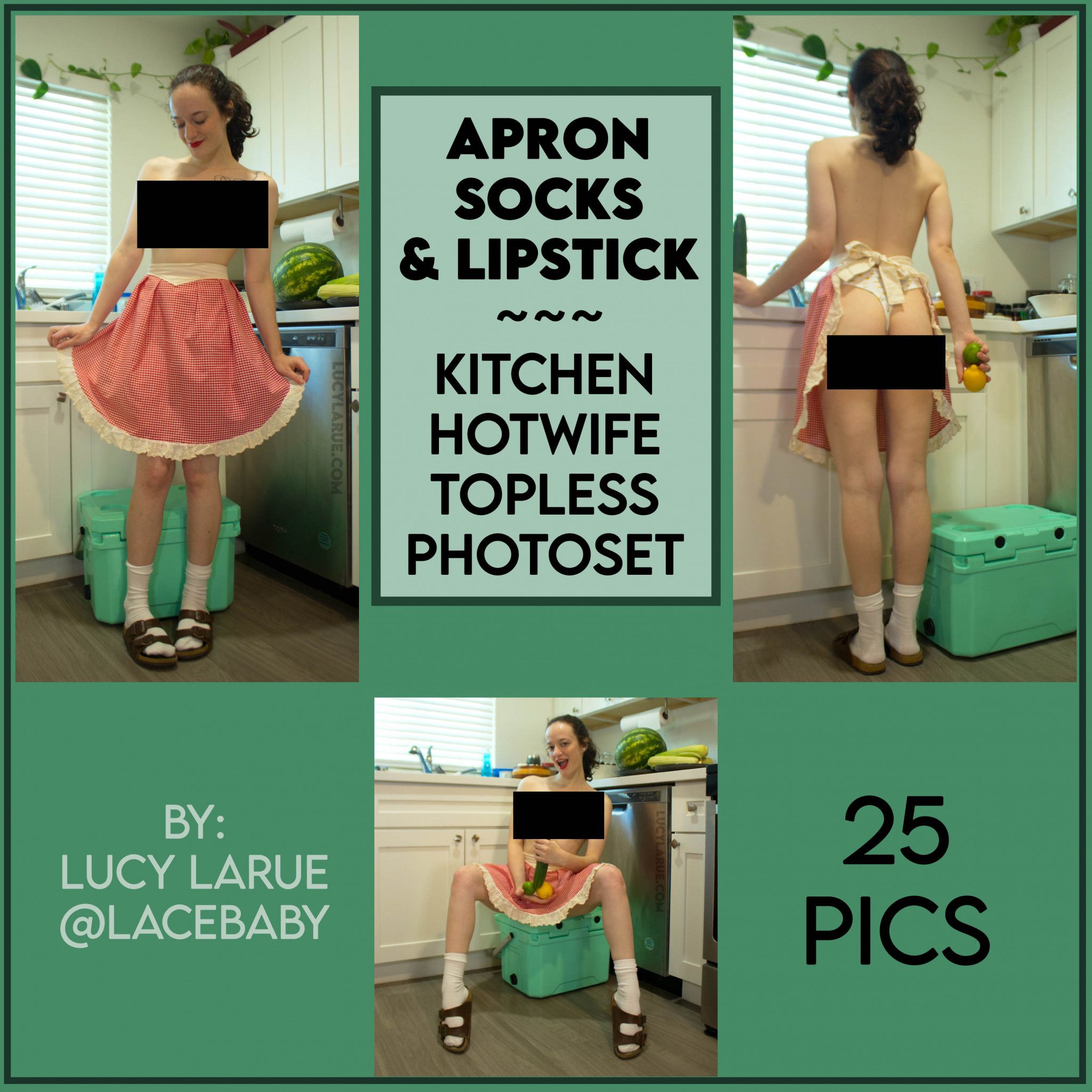 Apron Socks and Lipstick Kitchen Hotwife Topless Photoset