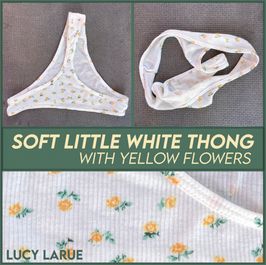 Soft Little White Thong with Yellow Flowers