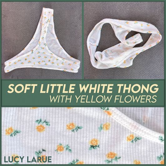 Soft Little White Thong with Yellow Flowers
