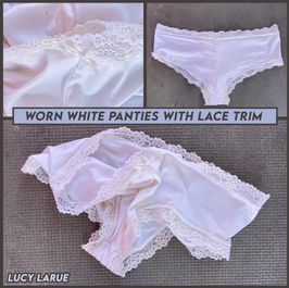 Worn White Panties With Lace Trim