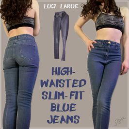 High Waised Slim Fit Blue Jeans