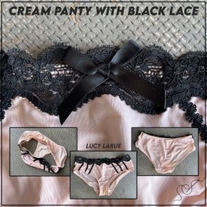 Cream Panty With Black Lace