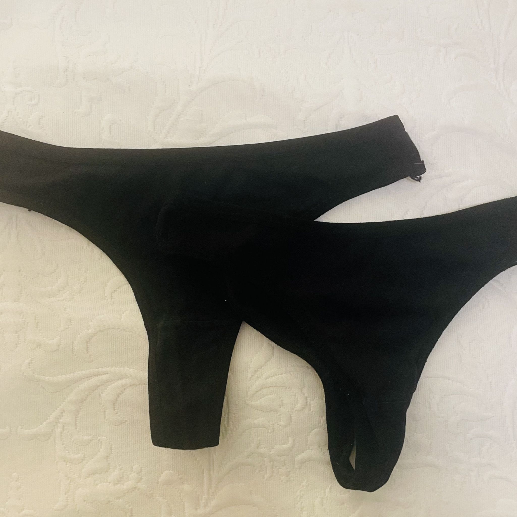 Susie and Laceys Worn Workout Black Thongs