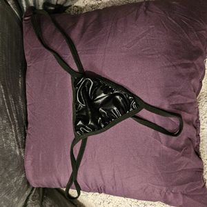 Wet Look PVC string Thong worn