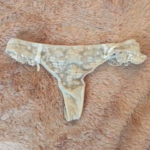 White Lacy Thong