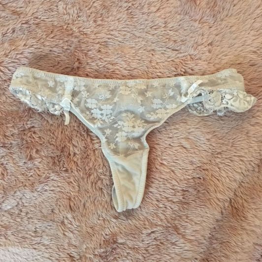 White Lacy Thong