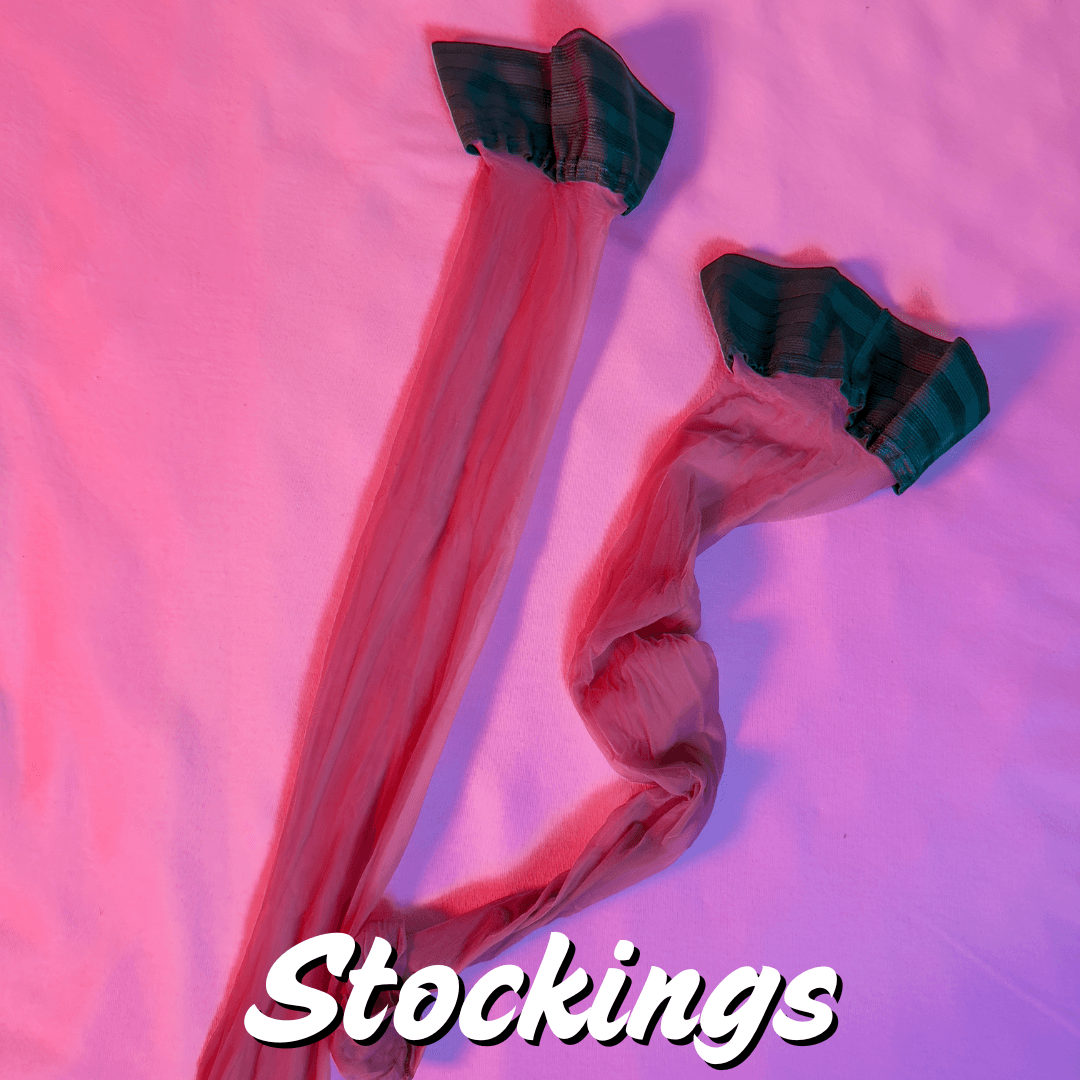 MV Awards Stockings 11 Nude Nylon Hold Ups with Green Tops