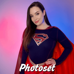 Supergirl Cosplay Powerful Pose and Topless Photoset