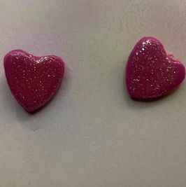 Pink heart earrings