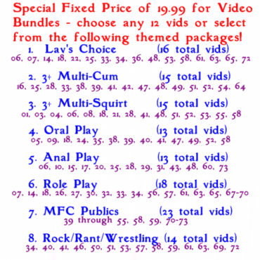 SPECIAL VID BUNDLE DEALS FOR 20 DOLLARS!