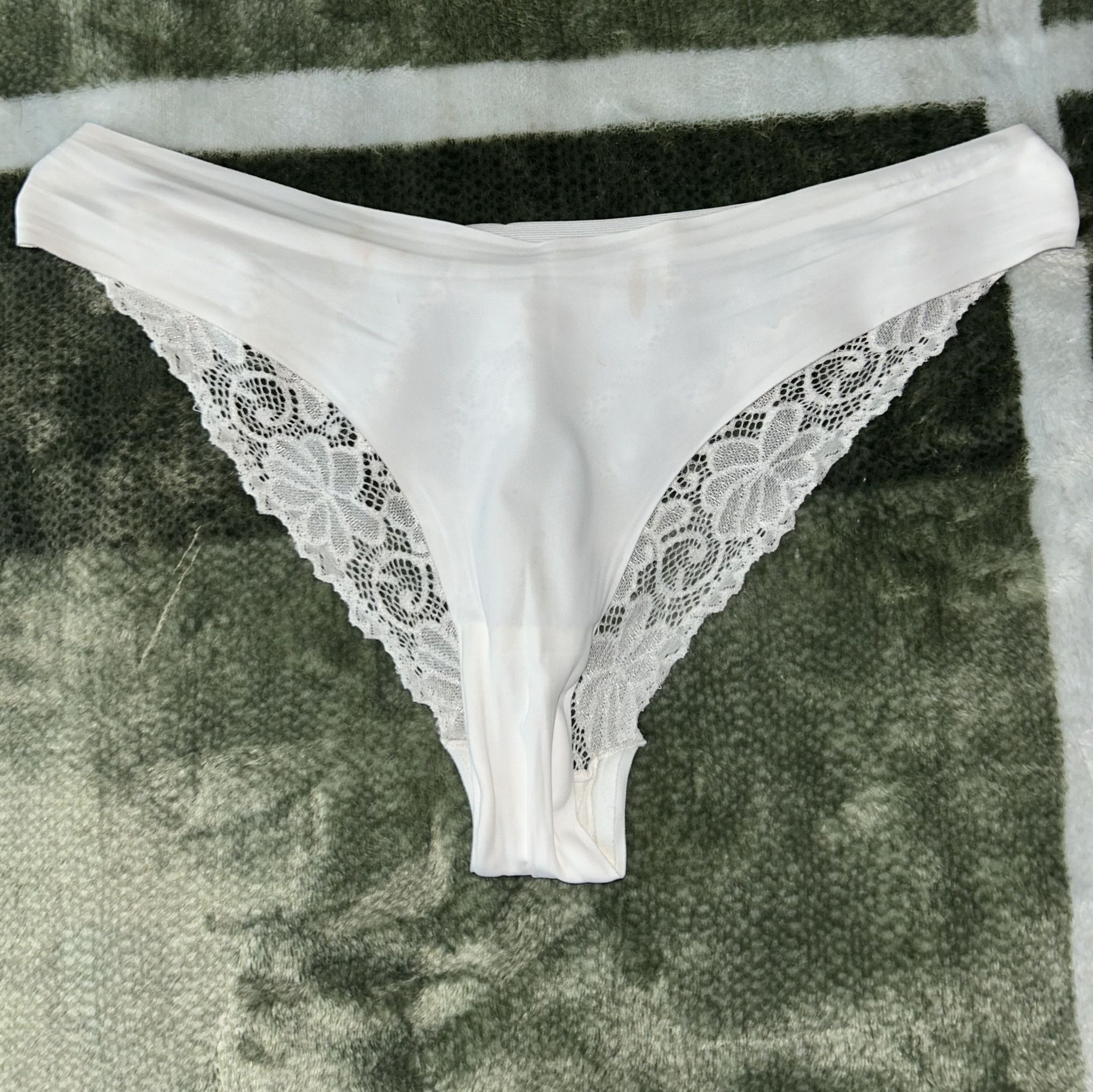 White Lace Back Used Bikini Panty