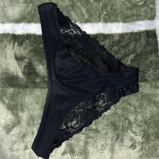 Used black lace panties