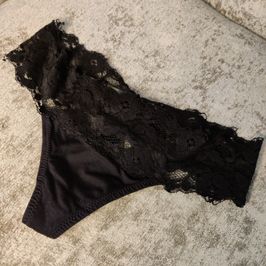 Black Lace Used Thong