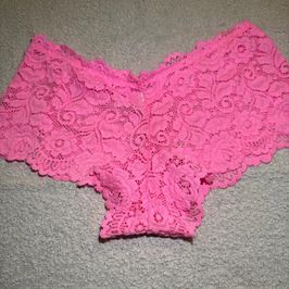 candy pink thong worn with scent