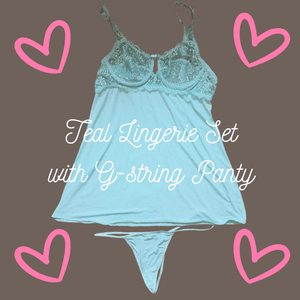 Teal Lingerie Set with Gstring Panty