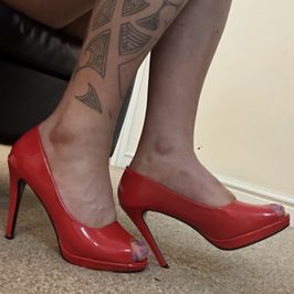 Red Peep Toe Stilettos