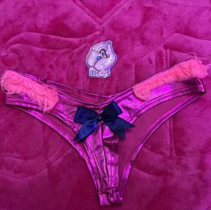 Metallic pink thong