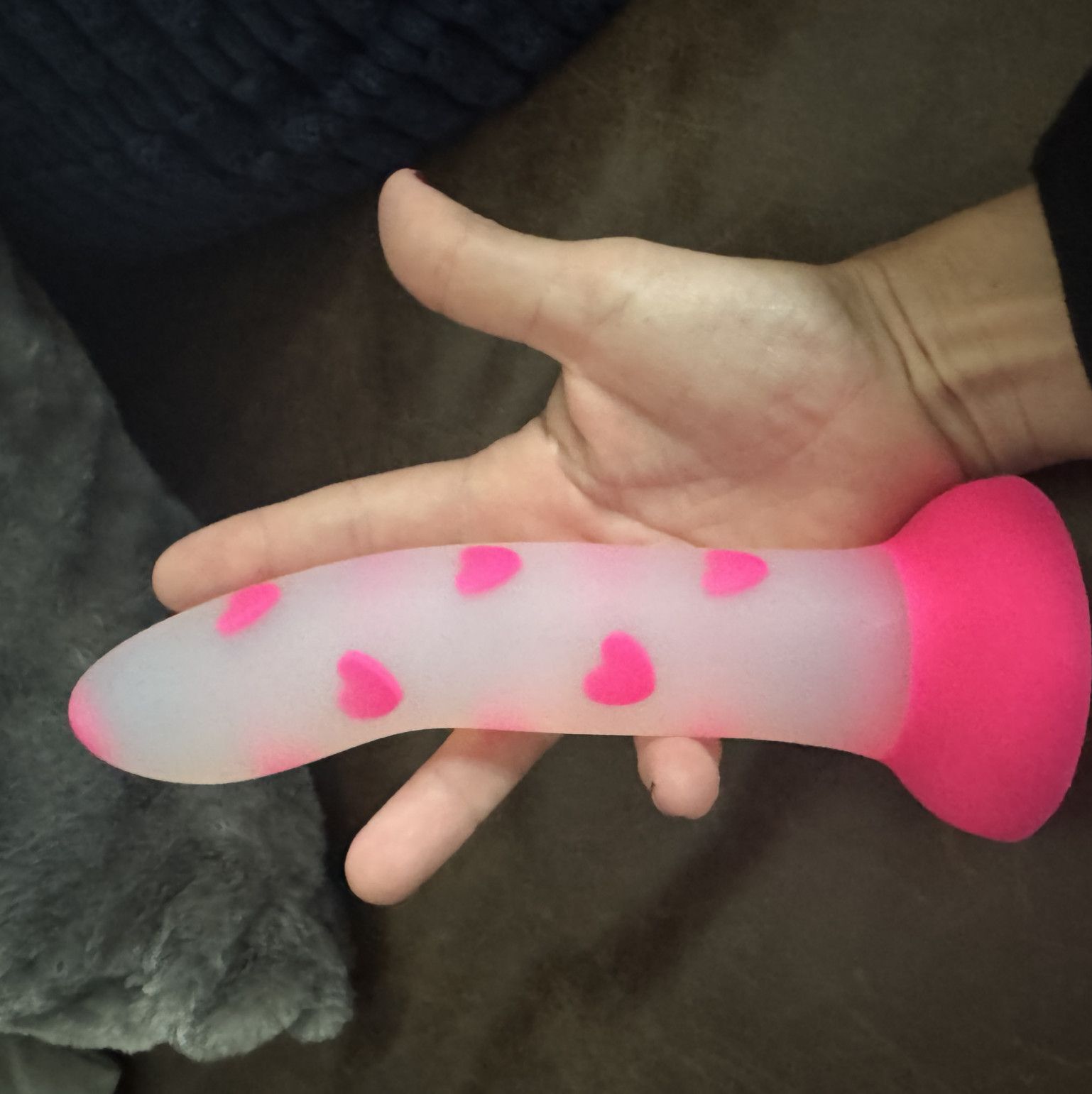 7inch Pink and Clear Heart Dildo