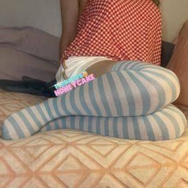 VERY Well Worn Blue and White Striped Socks