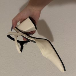 Well Loved Dirty White Kitten Heels