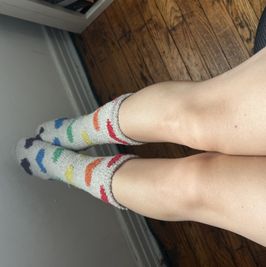 stretched out fuzzy socks