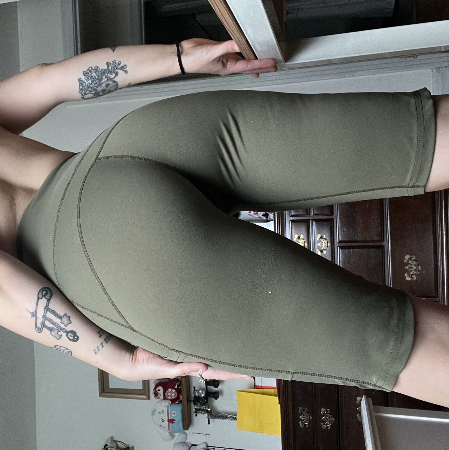 green biker shorts