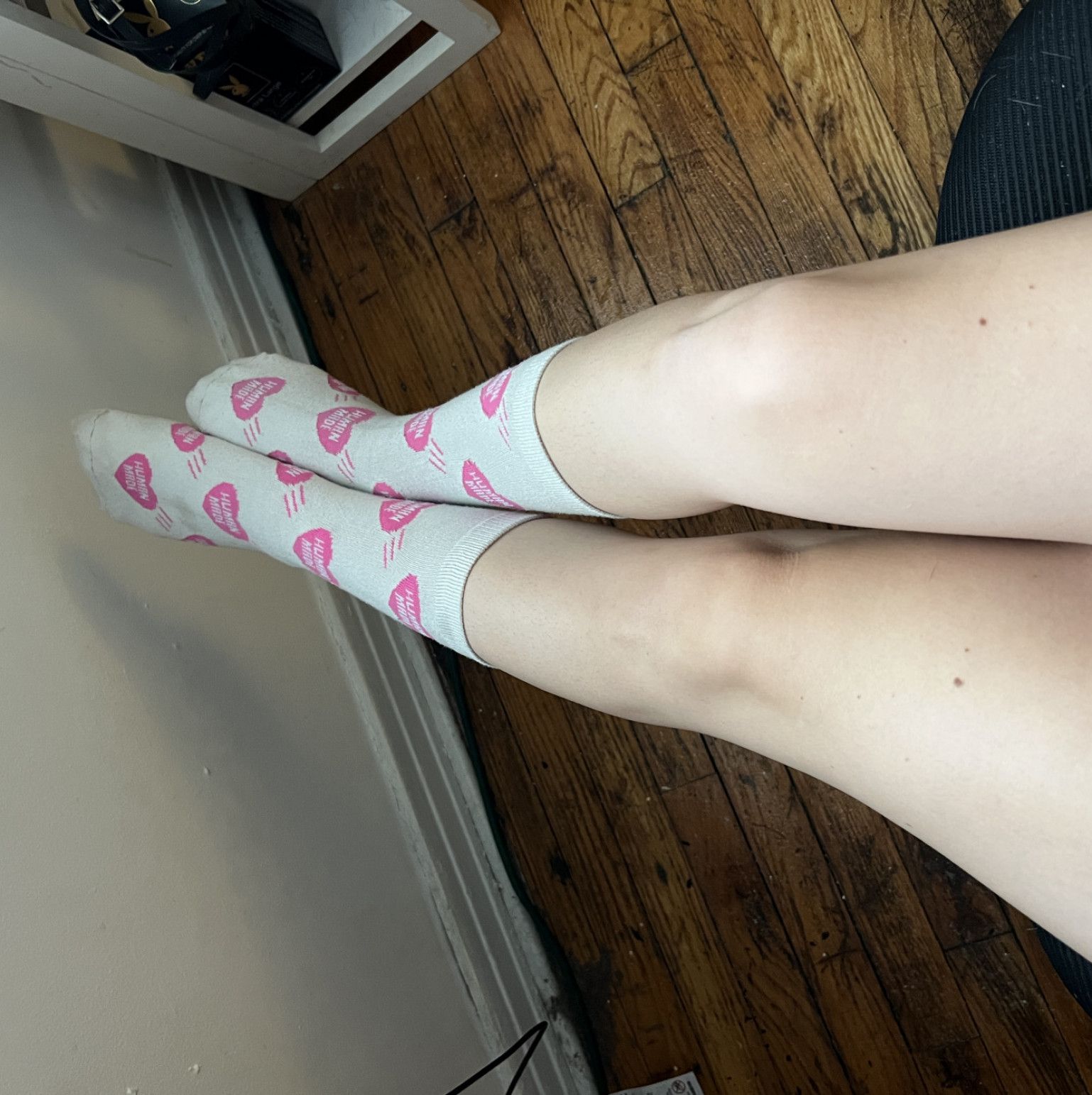 pink heart crew socks