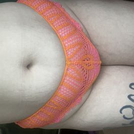 Neon Orange and Pink Crochet Thong