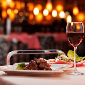 A delicious dinner at a restaurant