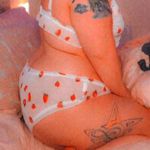 See though white panties with strawberries on them