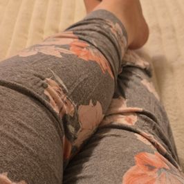 Gray with pink flower pjs pants