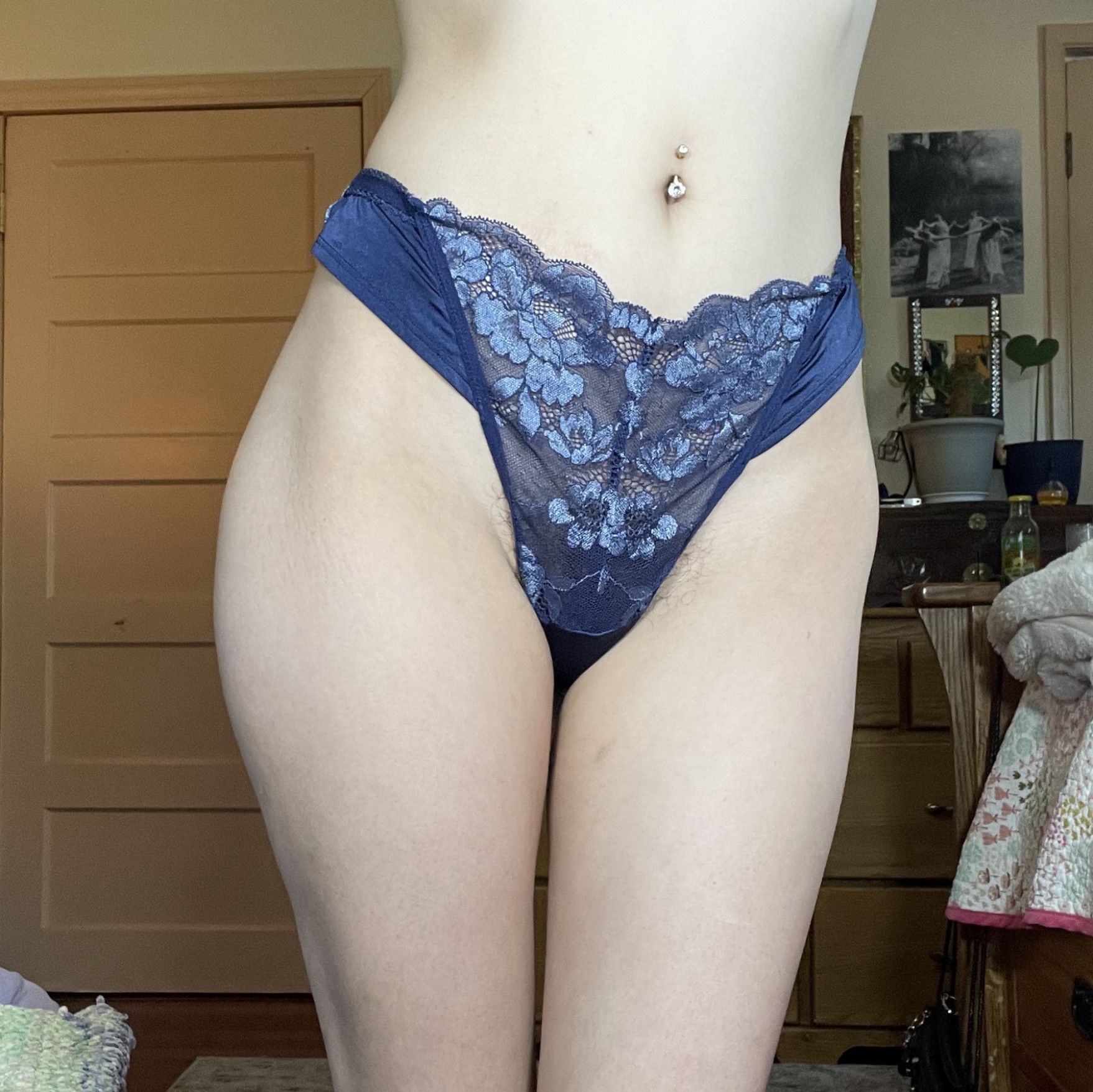 High Waisted Navy Thong