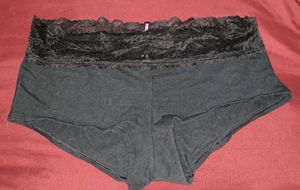 Black Cotton Boyshorts With Lace Top