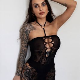 Black Halterneck Fishnet Dress
