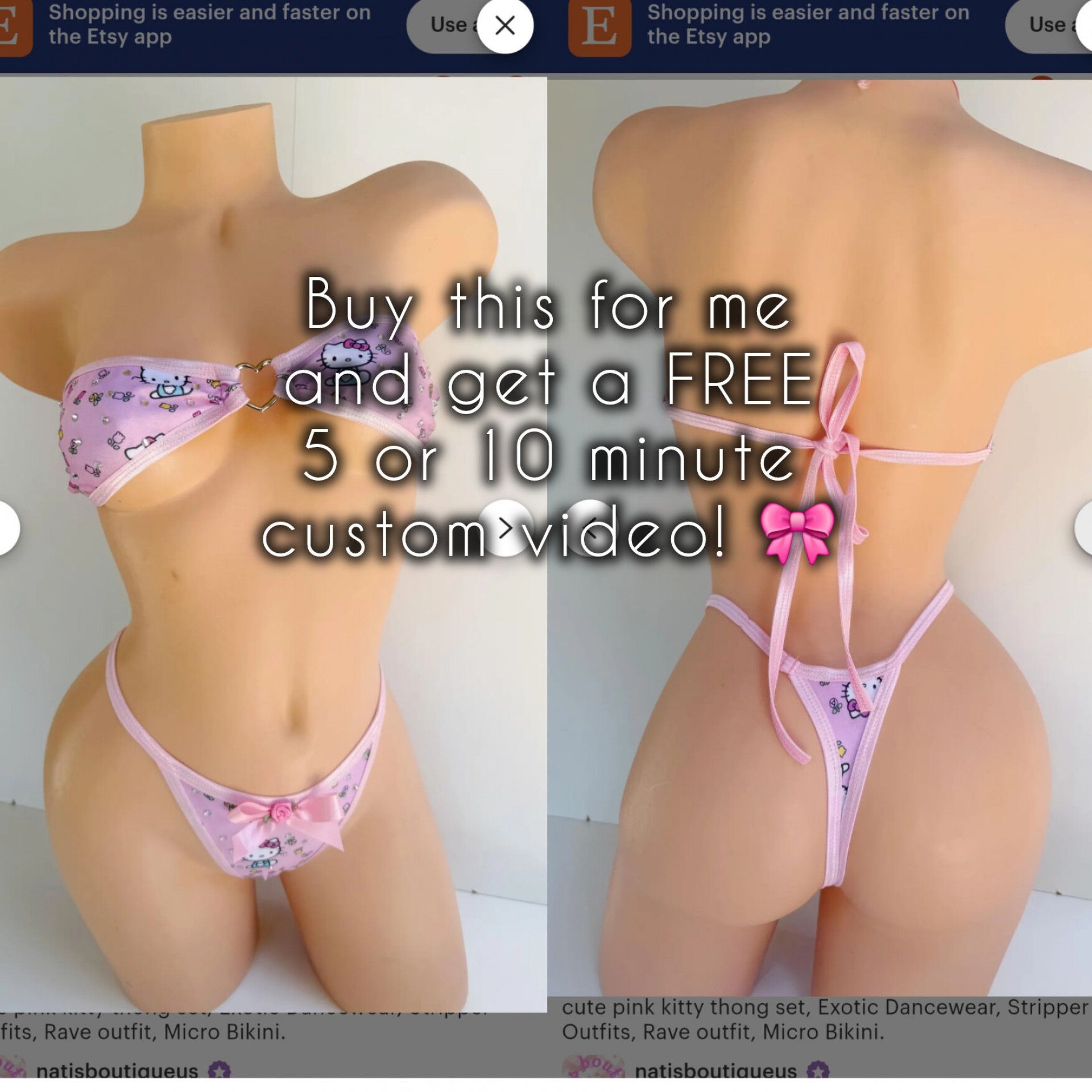 Buy for me: Pink Hello Kitty 2 Piece Thong Set
