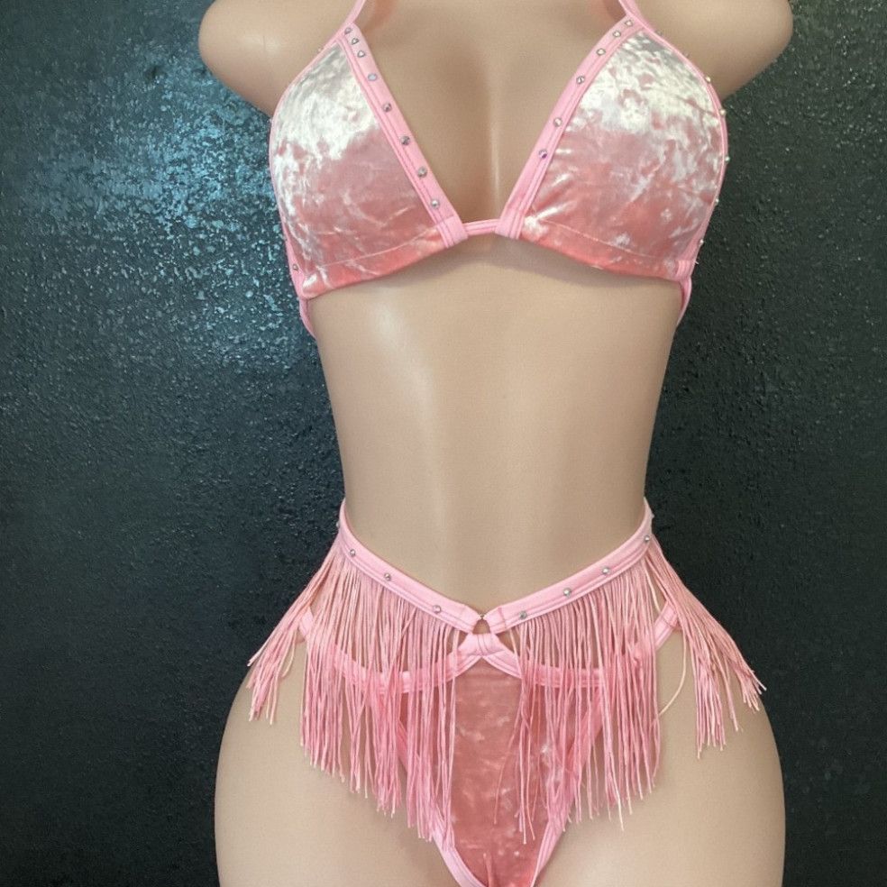 Erotic Dancewear Pink Fringe