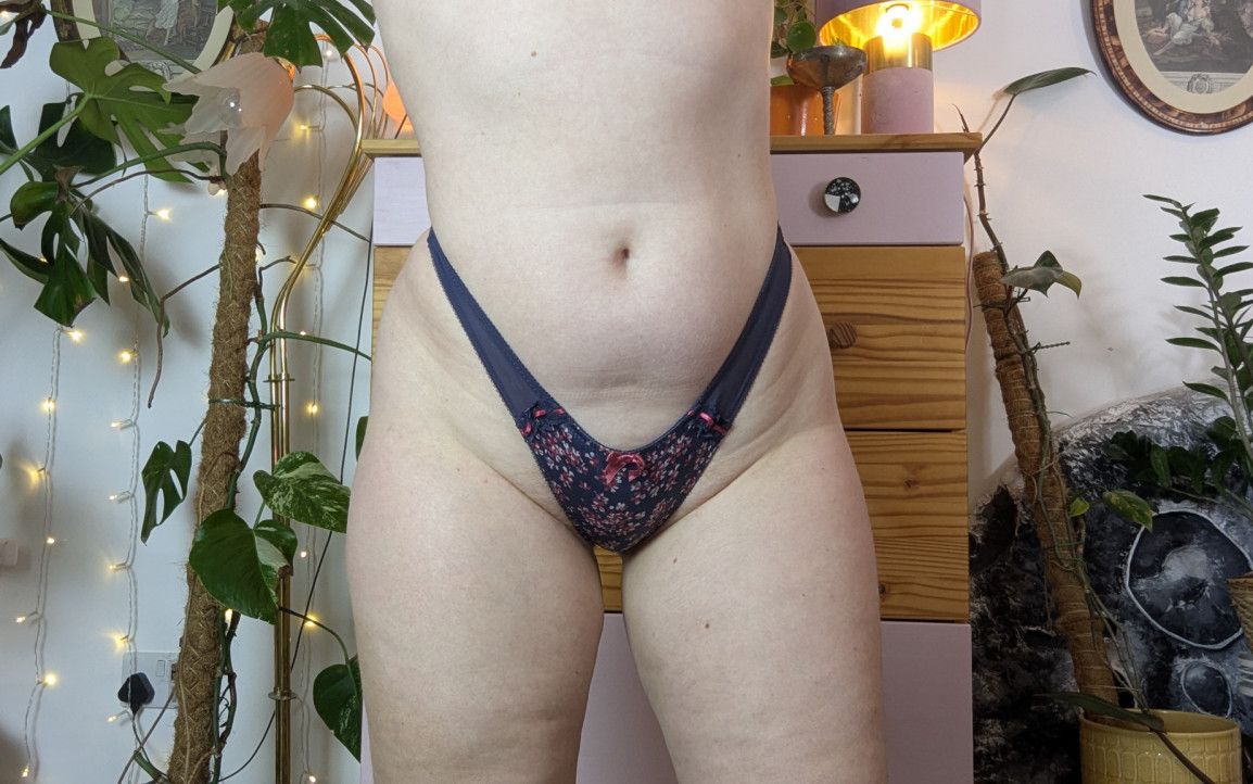 Blue Thong with Flowers