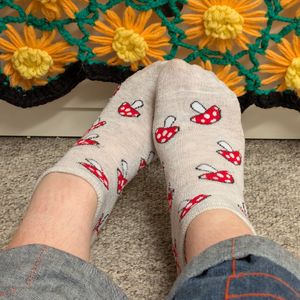 cute grey mushroom ankle socks