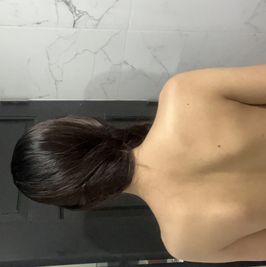 Back view of me with different hairstyles