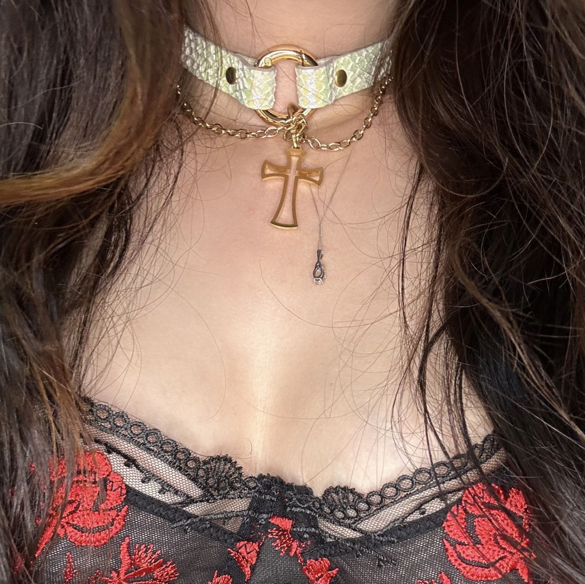 Real Python Leather Collar