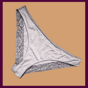 White cotton lacy trim Brazilian knickers