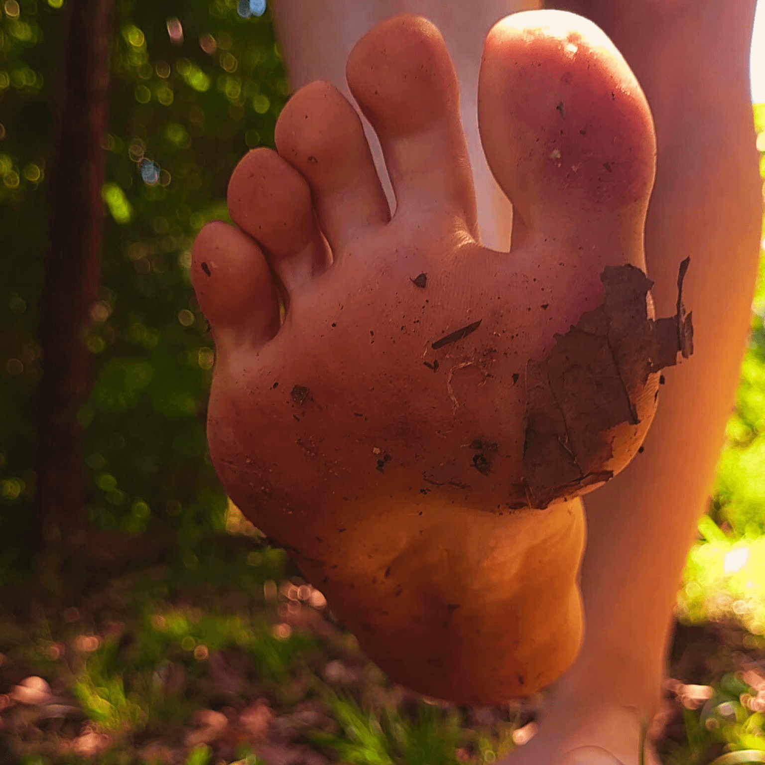 Schmutzige mit Blttern bedeckte Fusohlen