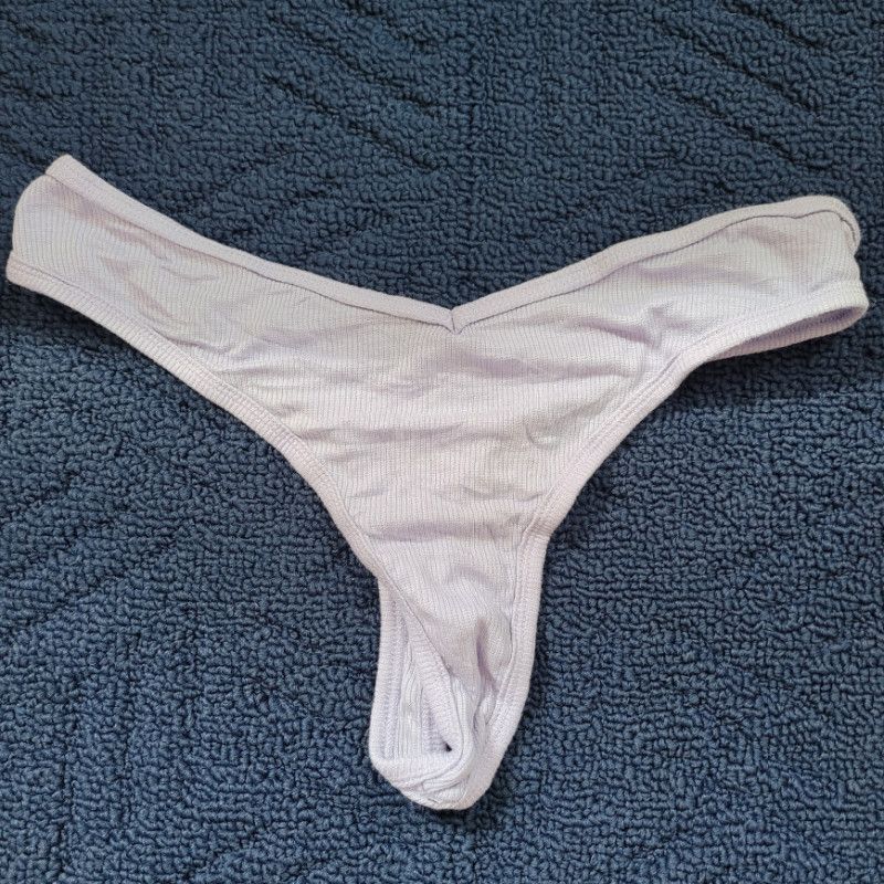 Lilac Ribbed Cotton Thong