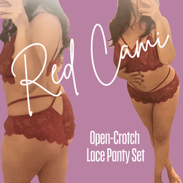 Red Lace Open Crotch Panty Cami Set