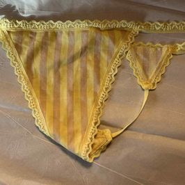 Yellow Striped G String Thong