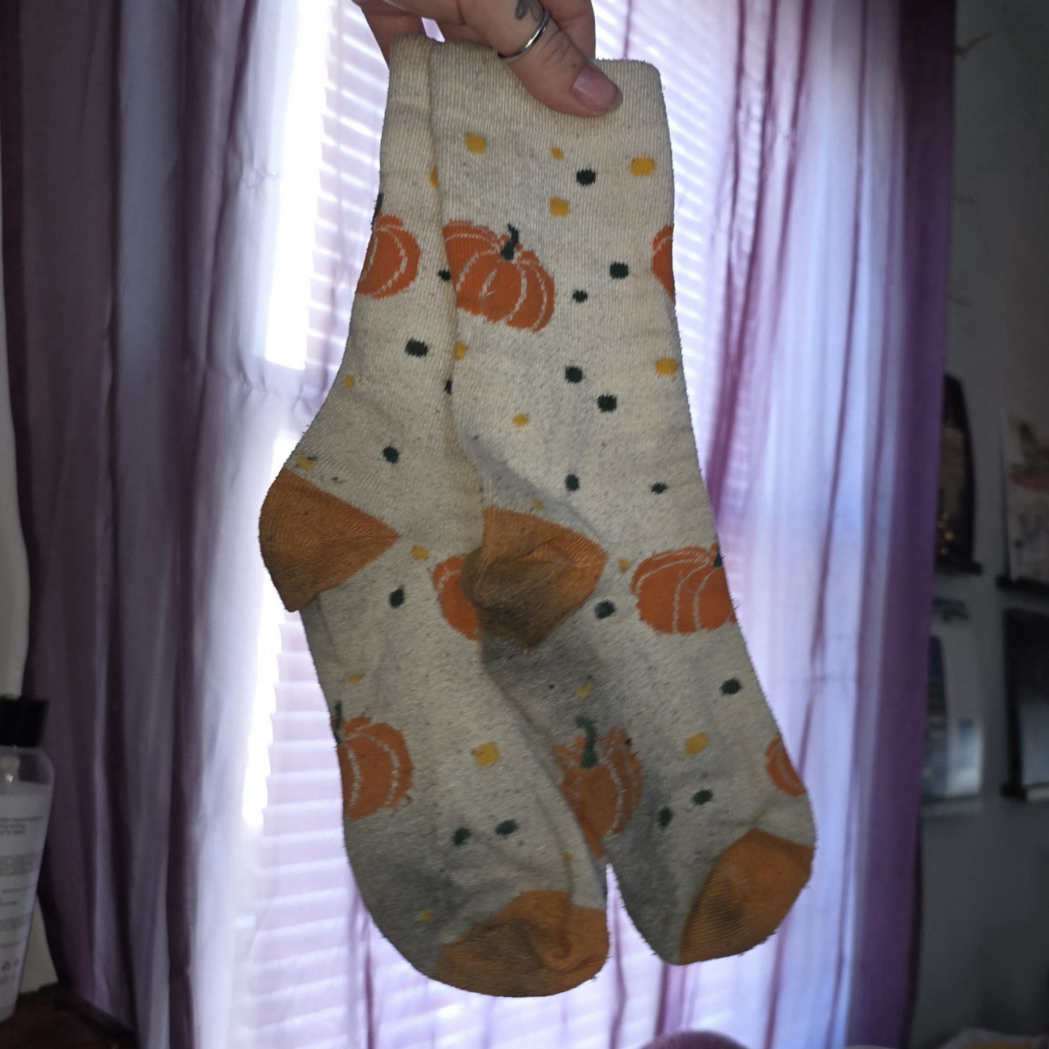 Worn Pumpkin Socks