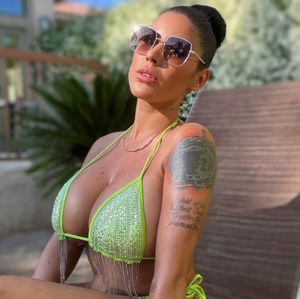 WORN USED LIME GREEN BIKINI SET